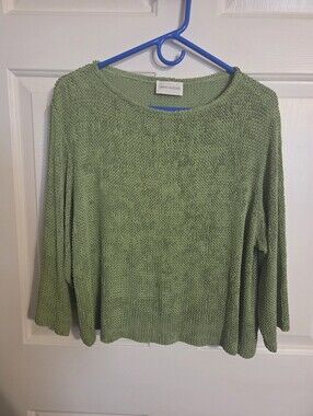 Sarah Arizona 3/4 Sleeve Knit Top M Green Made in USA